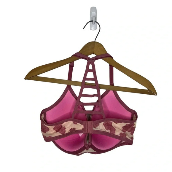 PINK Victorias Secret Hibiscus Lace Floral Soft Begonia Dusty Pink Cage Bra - Picture 5 of 11
